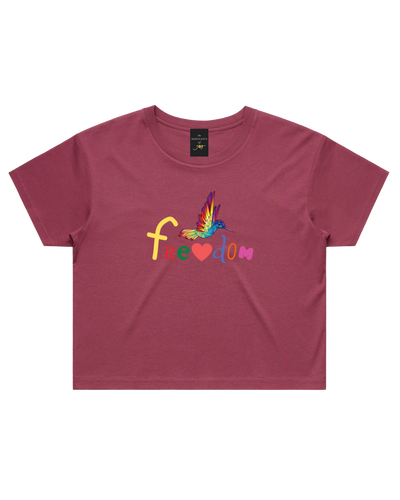 Freedom Women's Crop Tee - Berry