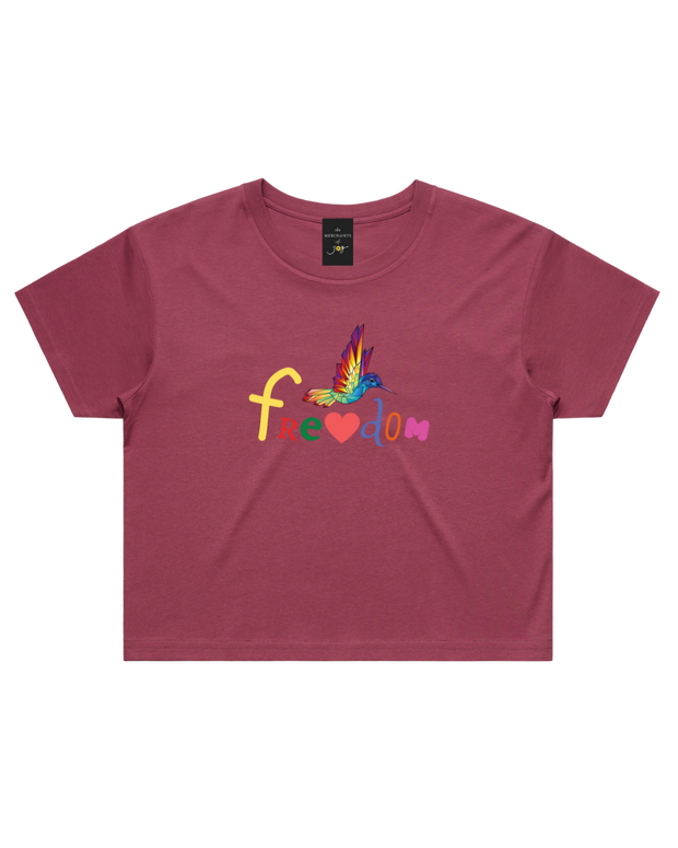 Freedom Women's Crop Tee - Berry