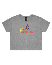 Freedom Women's Crop Tee - Grey Marle