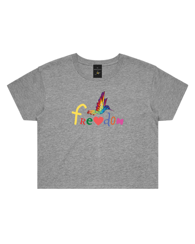 Freedom Women's Crop Tee - Grey Marle