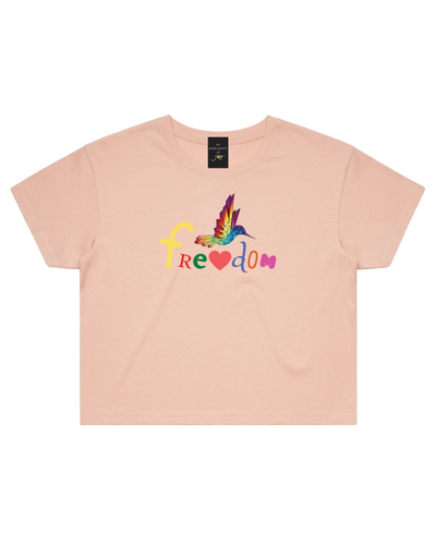 Freedom Women's Crop Tee - Pale Pink