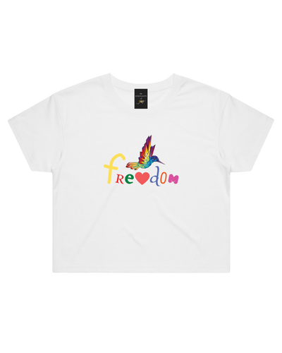 Freedom Women's Crop Tee - White