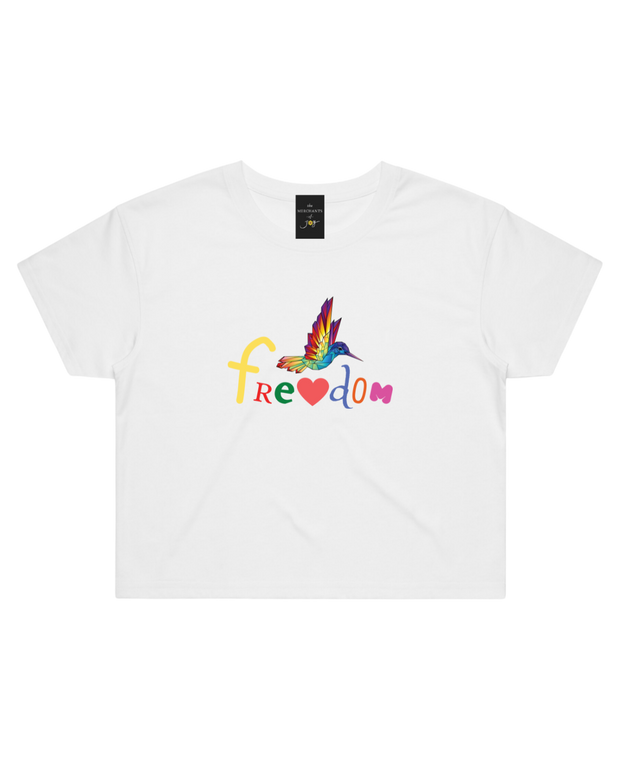 Freedom Women's Crop Tee - White