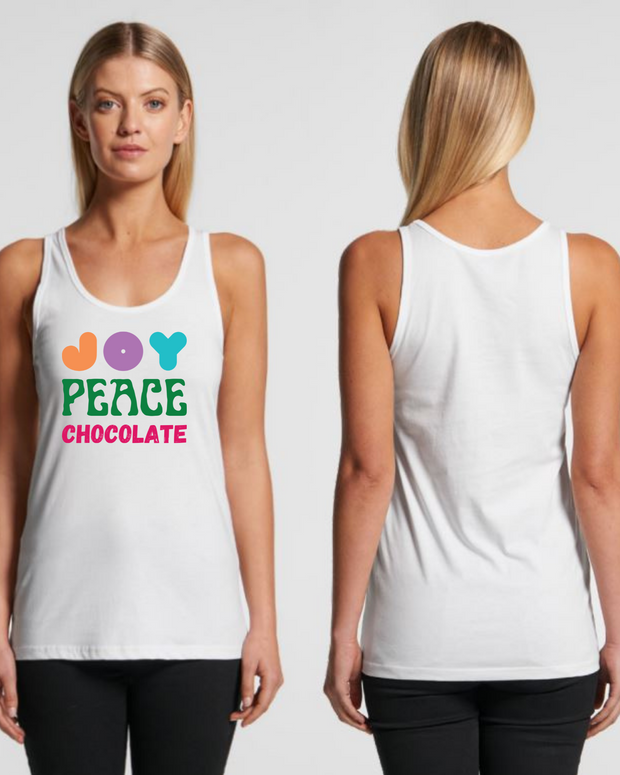 Joy Peace Chocolate Women's Tank Top - White