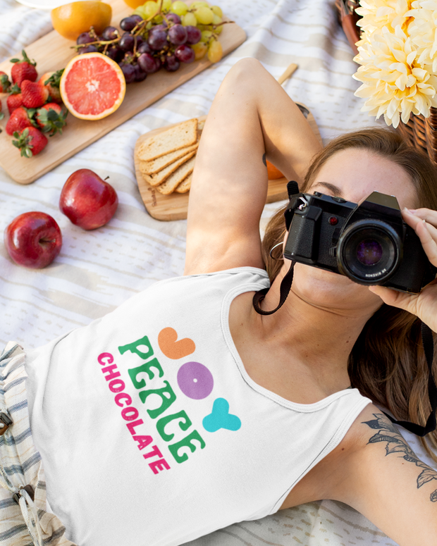 Joy Peace Chocolate Women's Tank Top - White