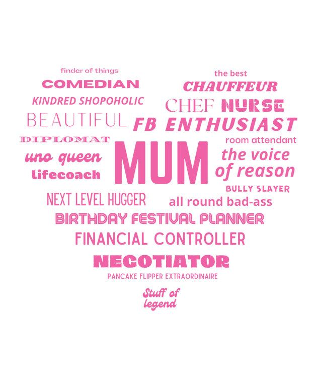 Mums Heart Womens Tee - Pink on Pink
