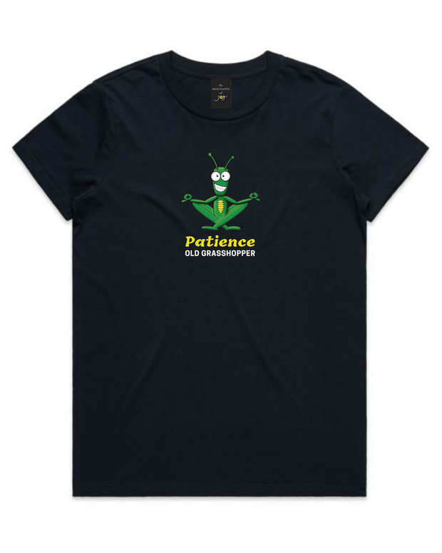 The Merchants of Joy Patience Old Grasshopper tee t-shirt patience young grasshopper