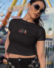 Pisces Zodiac Sign Women Crop Tee - Black