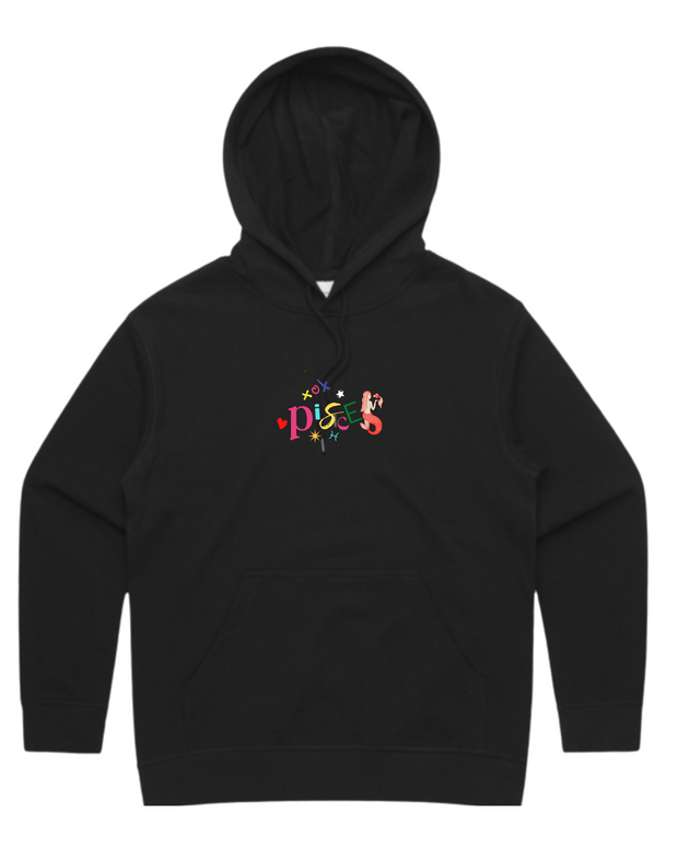 Pisces Zodiac Sign Unisex Hoodie - Black