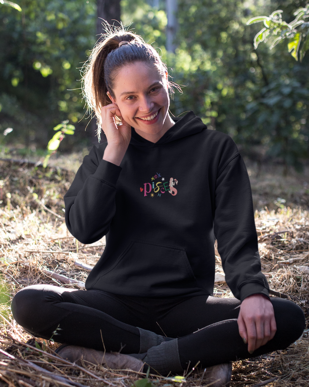 Pisces Zodiac Sign Unisex Hoodie - Black