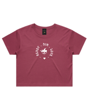 Ready Aim Love Women's Crop Tee - Berry