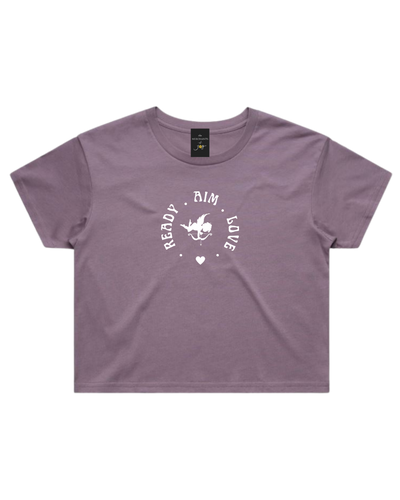 Ready Aim Love Women's Crop Tee - Mauve