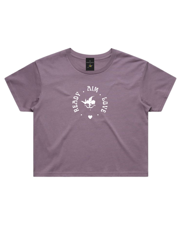 Ready Aim Love Women's Crop Tee - Mauve